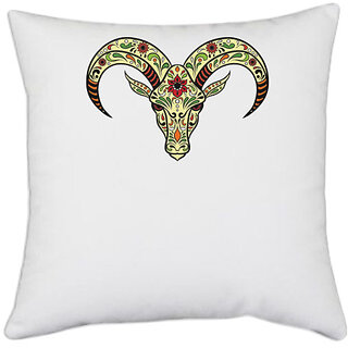                       UDNAG White Polyester 'Illustration | Sheep Head illustration' Pillow Cover [16 Inch X 16 Inch]                                              