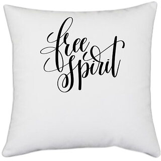                       UDNAG White Polyester 'Free spirit' Pillow Cover [16 Inch X 16 Inch]                                              
