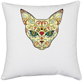                       UDNAG White Polyester 'Illustration | Wolf Head illustration' Pillow Cover [16 Inch X 16 Inch]                                              