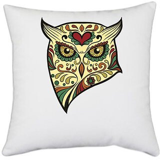                       UDNAG White Polyester 'Illustration | Owl illustration' Pillow Cover [16 Inch X 16 Inch]                                              