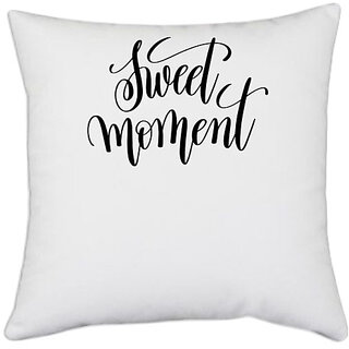                       UDNAG White Polyester 'Sweet moment' Pillow Cover [16 Inch X 16 Inch]                                              
