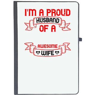                       UDNAG Ruled Notebook Diary 'Couple | i am a proud husband of a freaking awesome wife', [A5 80Pages 80GSM]                                              