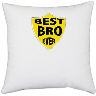                       UDNAG White Polyester 'Rakshabandhan | Best Bro Ever' Pillow Cover [16 Inch X 16 Inch]                                              