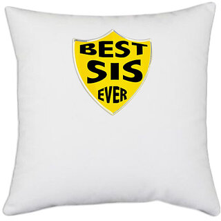                       UDNAG White Polyester 'Rakshabandhan | Best Sis Ever' Pillow Cover [16 Inch X 16 Inch]                                              