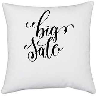                       UDNAG White Polyester 'Big sale' Pillow Cover [16 Inch X 16 Inch]                                              