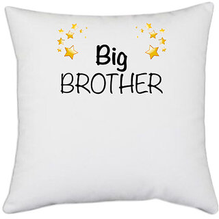                       UDNAG White Polyester 'Rakshabandhan brother | Big Brother' Pillow Cover [16 Inch X 16 Inch]                                              