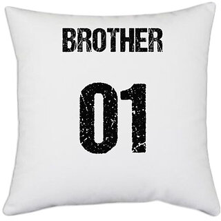                       UDNAG White Polyester 'Rakshabandhan | Brother Number 01' Pillow Cover [16 Inch X 16 Inch]                                              