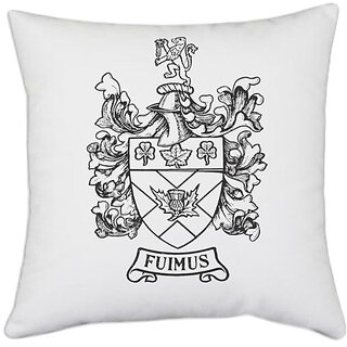                       UDNAG White Polyester 'Logo | FUIMUS' Pillow Cover [16 Inch X 16 Inch]                                              