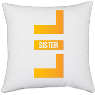                       UDNAG White Polyester 'Rakshabandhan | LIL Sister' Pillow Cover [16 Inch X 16 Inch]                                              