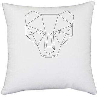                       UDNAG White Polyester 'Geometry | Bear Head Geometry' Pillow Cover [16 Inch X 16 Inch]                                              
