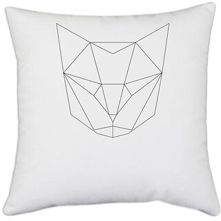                       UDNAG White Polyester 'Geometry | Cat Head Geometry' Pillow Cover [16 Inch X 16 Inch]                                              