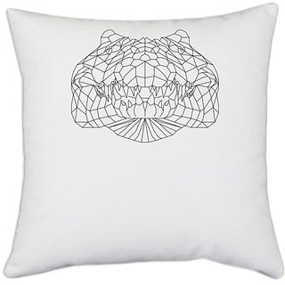                       UDNAG White Polyester 'Geometry | Crocodile Head Geometry' Pillow Cover [16 Inch X 16 Inch]                                              