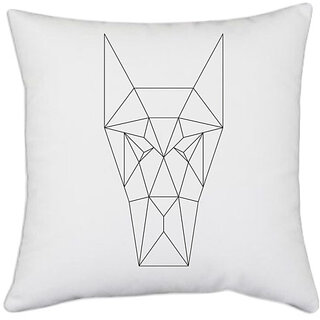                       UDNAG White Polyester 'Geometry | Dog Head Geometry' Pillow Cover [16 Inch X 16 Inch]                                              