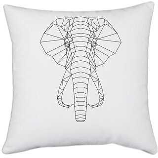                      UDNAG White Polyester 'Geometry | ELephant Head Geometry' Pillow Cover [16 Inch X 16 Inch]                                              