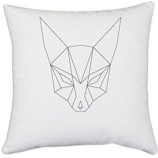                       UDNAG White Polyester 'Geometry | Fox Head Geometry' Pillow Cover [16 Inch X 16 Inch]                                              