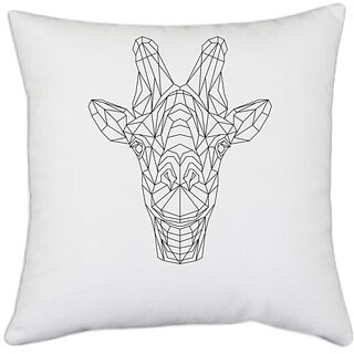                       UDNAG White Polyester 'Geometry | Giraffe Head Geometry' Pillow Cover [16 Inch X 16 Inch]                                              