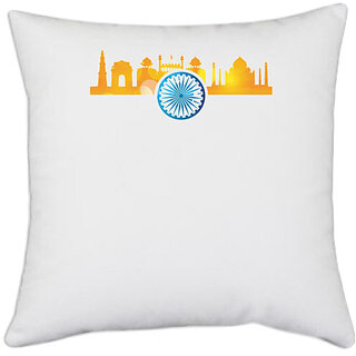                       UDNAG White Polyester 'Independence Day | INDIA beauty' Pillow Cover [16 Inch X 16 Inch]                                              