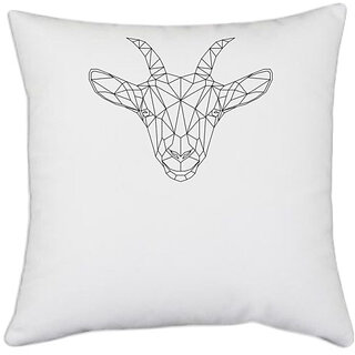                       UDNAG White Polyester 'Geometry | Goat Head Geometry' Pillow Cover [16 Inch X 16 Inch]                                              