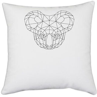                       UDNAG White Polyester 'Geometry | Koala Head geometry' Pillow Cover [16 Inch X 16 Inch]                                              