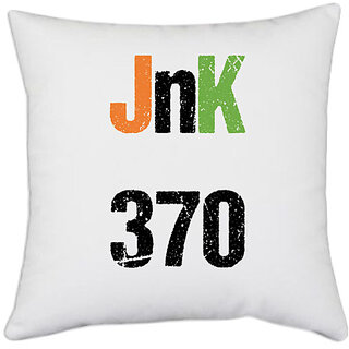                       UDNAG White Polyester 'Jammu & Kashmir | JnK 370' Pillow Cover [16 Inch X 16 Inch]                                              