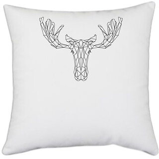                       UDNAG White Polyester 'Geometry | Moose Head Geometry' Pillow Cover [16 Inch X 16 Inch]                                              