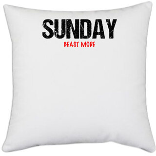                       UDNAG White Polyester 'Beast Mode | Sunday Beast mode' Pillow Cover [16 Inch X 16 Inch]                                              