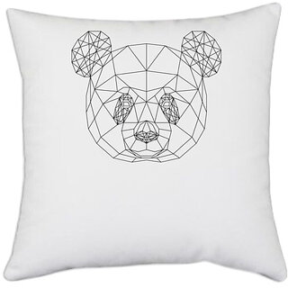                       UDNAG White Polyester 'Geometry | Panda Head Geometry' Pillow Cover [16 Inch X 16 Inch]                                              