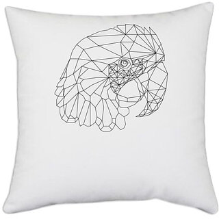                       UDNAG White Polyester 'Geometry | Parrot Head Geometry' Pillow Cover [16 Inch X 16 Inch]                                              