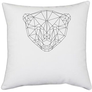                      UDNAG White Polyester 'Geometry | Polar Bear Geometry' Pillow Cover [16 Inch X 16 Inch]                                              
