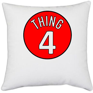                       UDNAG White Polyester 'Thing | Thing 4' Pillow Cover [16 Inch X 16 Inch]                                              