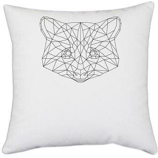                       UDNAG White Polyester 'Geometry | Raccoon Head Geometry' Pillow Cover [16 Inch X 16 Inch]                                              