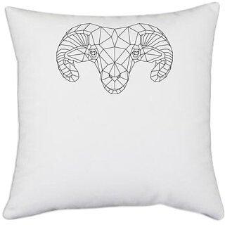                       UDNAG White Polyester 'Geometry | Sheep Head Geometry' Pillow Cover [16 Inch X 16 Inch]                                              