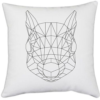                       UDNAG White Polyester 'Geometry | Squirrel Head geometry' Pillow Cover [16 Inch X 16 Inch]                                              