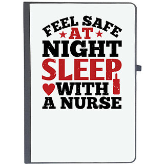                       UDNAG Ruled Notebook Diary 'Nurse | feel safe at night sleep with a nurse', [A5 80Pages 80GSM]                                              