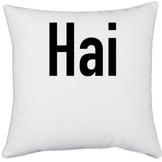                       UDNAG White Polyester 'Hai' Pillow Cover [16 Inch X 16 Inch]                                              
