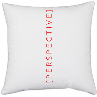                       UDNAG White Polyester 'Perspective' Pillow Cover [16 Inch X 16 Inch]                                              