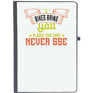                       UDNAG Ruled Notebook Diary 'Rider | bikes bring you places that cars never sse', [A5 80Pages 80GSM]                                              