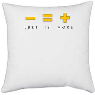                       UDNAG White Polyester 'Coder | Minus is equal to plus' Pillow Cover [16 Inch X 16 Inch]                                              