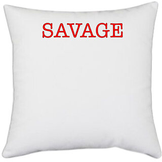                       UDNAG White Polyester 'Savage' Pillow Cover [16 Inch X 16 Inch]                                              