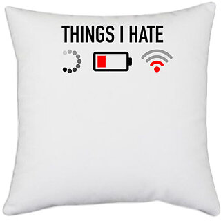                       UDNAG White Polyester 'Coder | Things i hate' Pillow Cover [16 Inch X 16 Inch]                                              