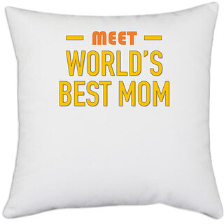                       UDNAG White Polyester 'Mother Daughter | Meet worlds best Mom' Pillow Cover [16 Inch X 16 Inch]                                              