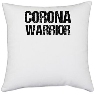                       UDNAG White Polyester 'Corona | Corona Warrior' Pillow Cover [16 Inch X 16 Inch]                                              