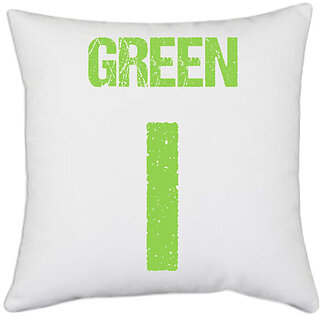                       UDNAG White Polyester 'Navratri | Green' Pillow Cover [16 Inch X 16 Inch]                                              