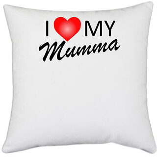                       UDNAG White Polyester 'Father Mother | I love my Mumma' Pillow Cover [16 Inch X 16 Inch]                                              