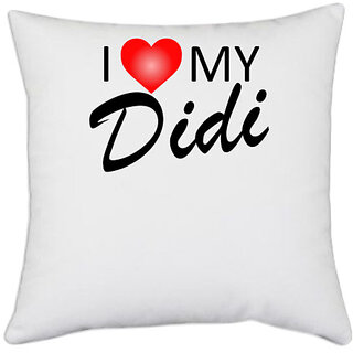                       UDNAG White Polyester 'Brother Sister | I love my Didi' Pillow Cover [16 Inch X 16 Inch]                                              