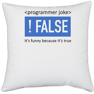                       UDNAG White Polyester 'Coder | Programmer joke' Pillow Cover [16 Inch X 16 Inch]                                              