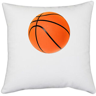                       UDNAG White Polyester 'Basketball' Pillow Cover [16 Inch X 16 Inch]                                              