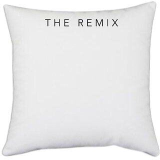                       UDNAG White Polyester 'Music | The Remix' Pillow Cover [16 Inch X 16 Inch]                                              