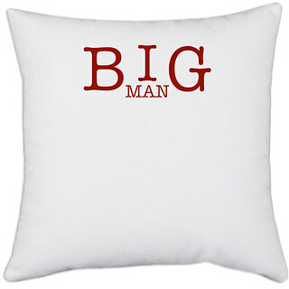                       UDNAG White Polyester 'Father Son | Big Man' Pillow Cover [16 Inch X 16 Inch]                                              