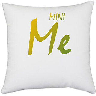                       UDNAG White Polyester 'Father Son | mini Me' Pillow Cover [16 Inch X 16 Inch]                                              